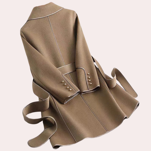 Eleganter Damen Wintermantel Gürtel Stil - IdealeKleiden