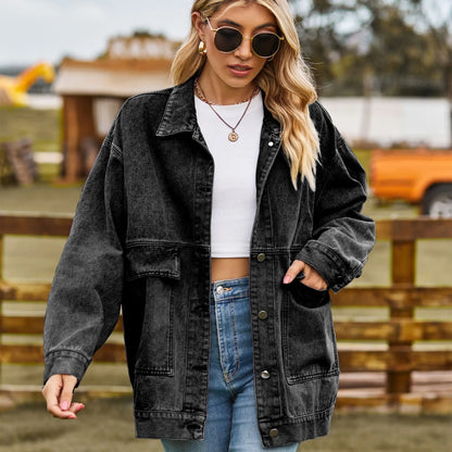 Große Damen Denimjacke Bequem Oversized