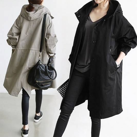 Damen Langmantel Wasserabweisend Elegant - IdealeKleiden