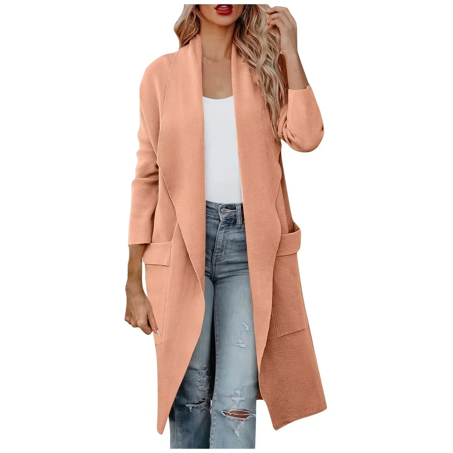 Elegante Damenjacke Lange Passform Gürtel