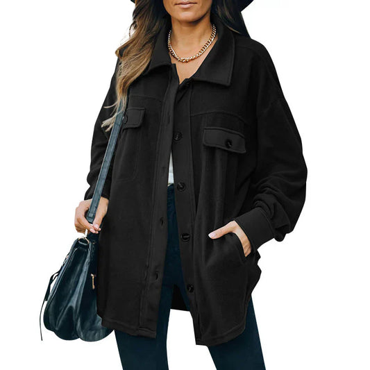 Warmes Fleece Jacket mit Knöpfen - IdealeKleiden