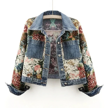 Sommer Jeansjacke Blumenmuster Damen
