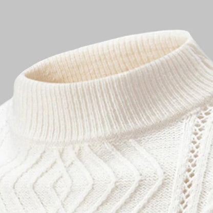 Warmes Rollkragen-Sweater Merino-Wolle Kabelmuster - IdealeKleiden