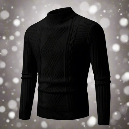 Warmes Rollkragen-Sweater Merino-Wolle Kabelmuster