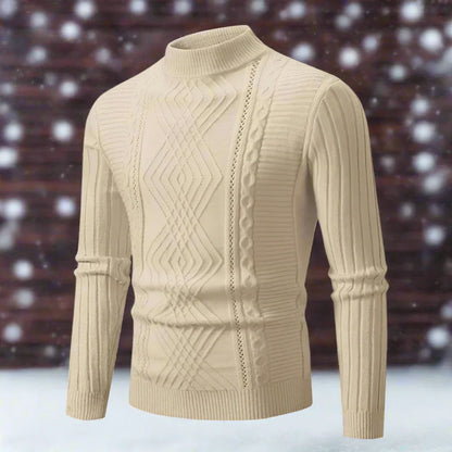 Warmes Rollkragen-Sweater Merino-Wolle Kabelmuster