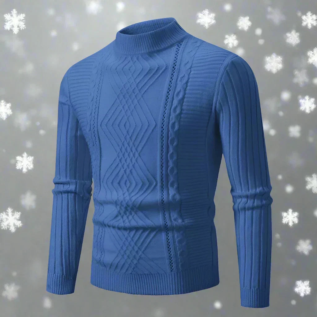 Warmes Rollkragen-Sweater Merino-Wolle Kabelmuster