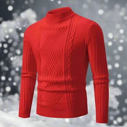 Warmes Rollkragen-Sweater Merino-Wolle Kabelmuster