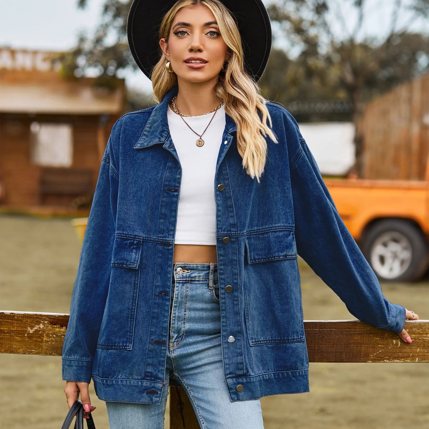 Große Damen Denimjacke Bequem Oversized
