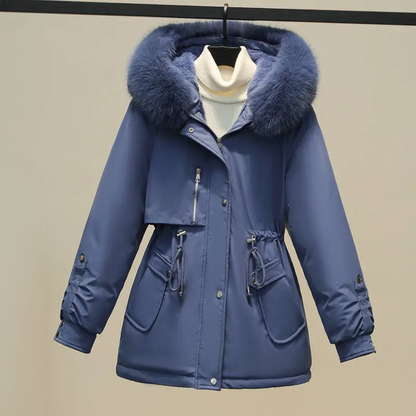 Damen Winterjacke Steppweste Mit Pelzkrage