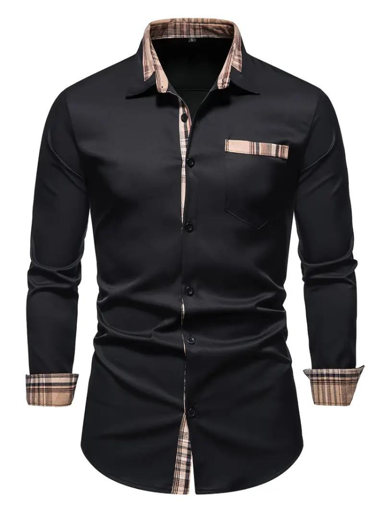 Herren Langarmhemd Modern Revers