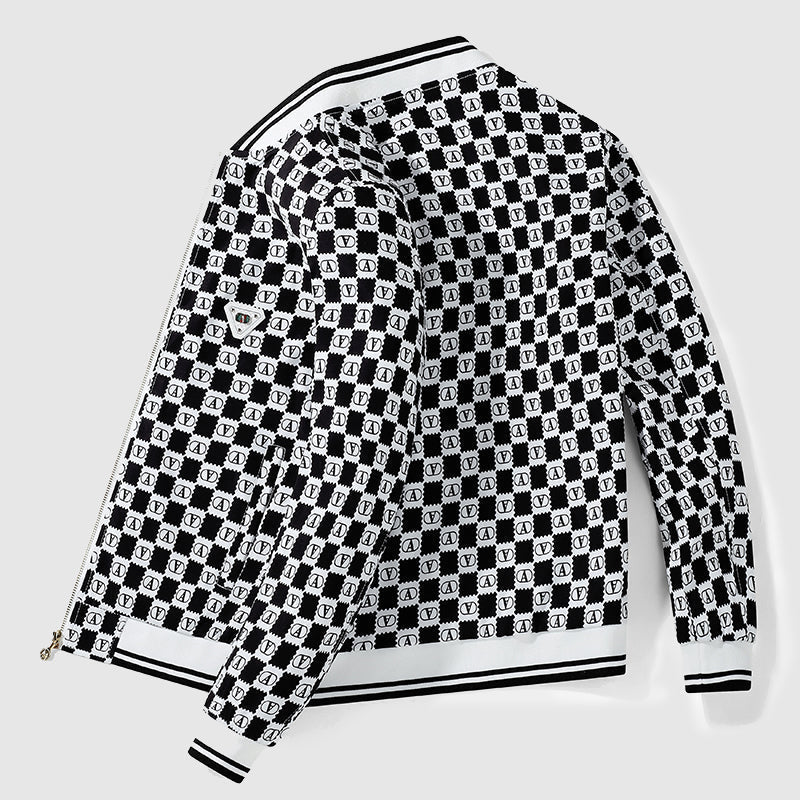 Stylische Bomberjacke Schachbrett Muster Retro