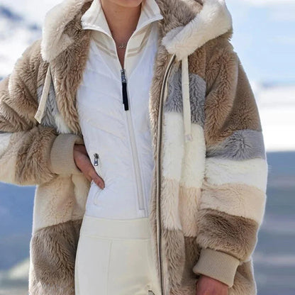 Weiche Tweed-Hoodie Damen Kuscheljacke Wollfüllung