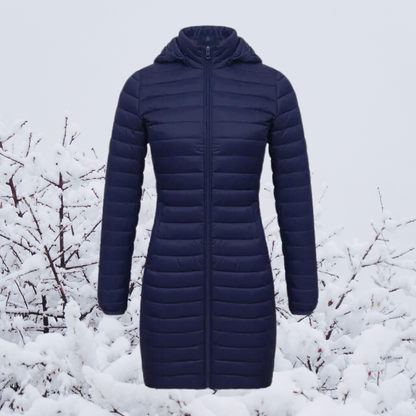 Damen Winterjacke Lang Warm Gepolstert Kapuze