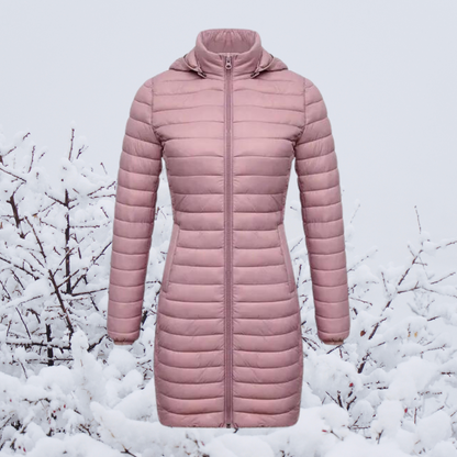 Damen Winterjacke Lang Warm Gepolstert Kapuze
