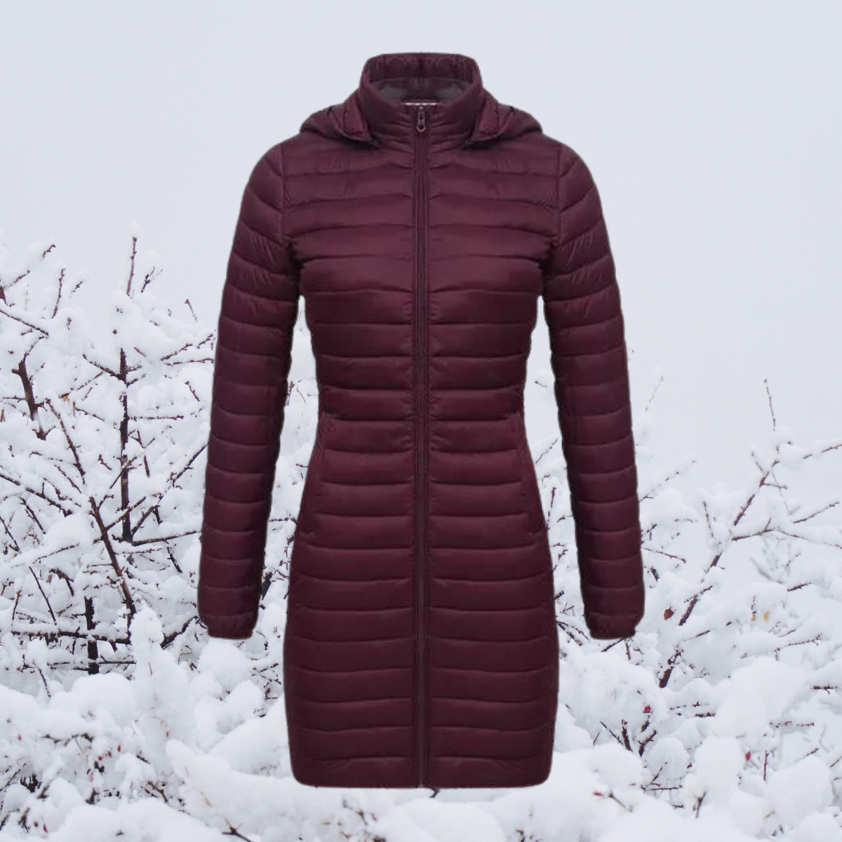 Damen Winterjacke Lang Warm Gepolstert Kapuze