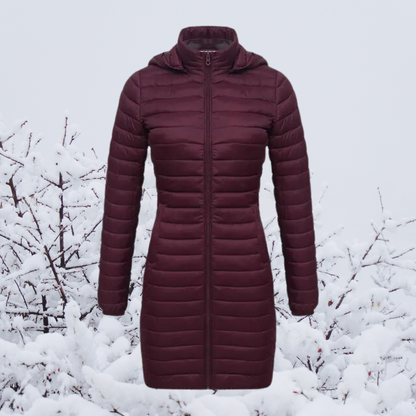 Damen Winterjacke Lang Warm Gepolstert Kapuze