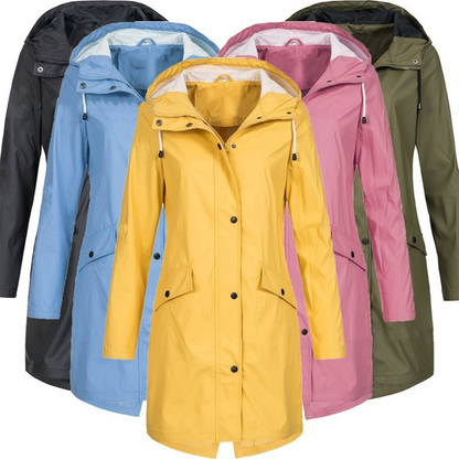 Wasserdichte Damenparka Lange Kapuze Regenjacke - IdealeKleiden