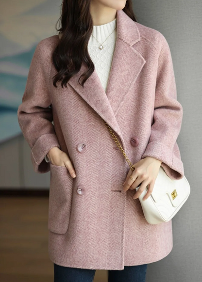 Eleganter Damen Trenchcoat Wollmix mit Doppelknöpfen - IdealeKleiden