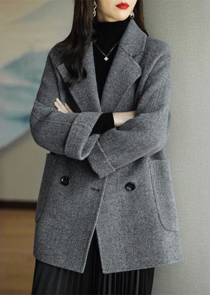 Eleganter Damen Trenchcoat Wollmix mit Doppelknöpfen