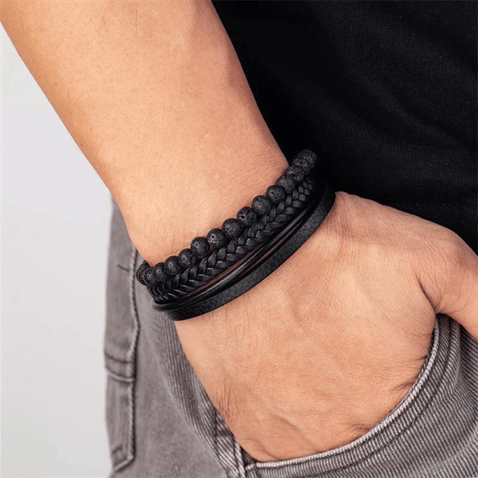 Schwarzes Anti-Stress Armband Beruhigend - IdealeKleiden