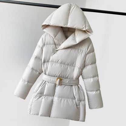 Damen Pufferjacke Warm Kapuze Elegant