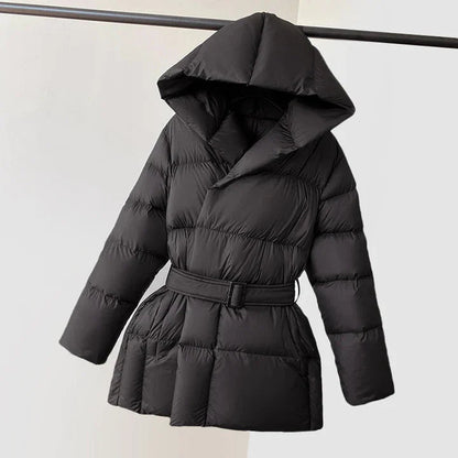 Damen Pufferjacke Warm Kapuze Elegant