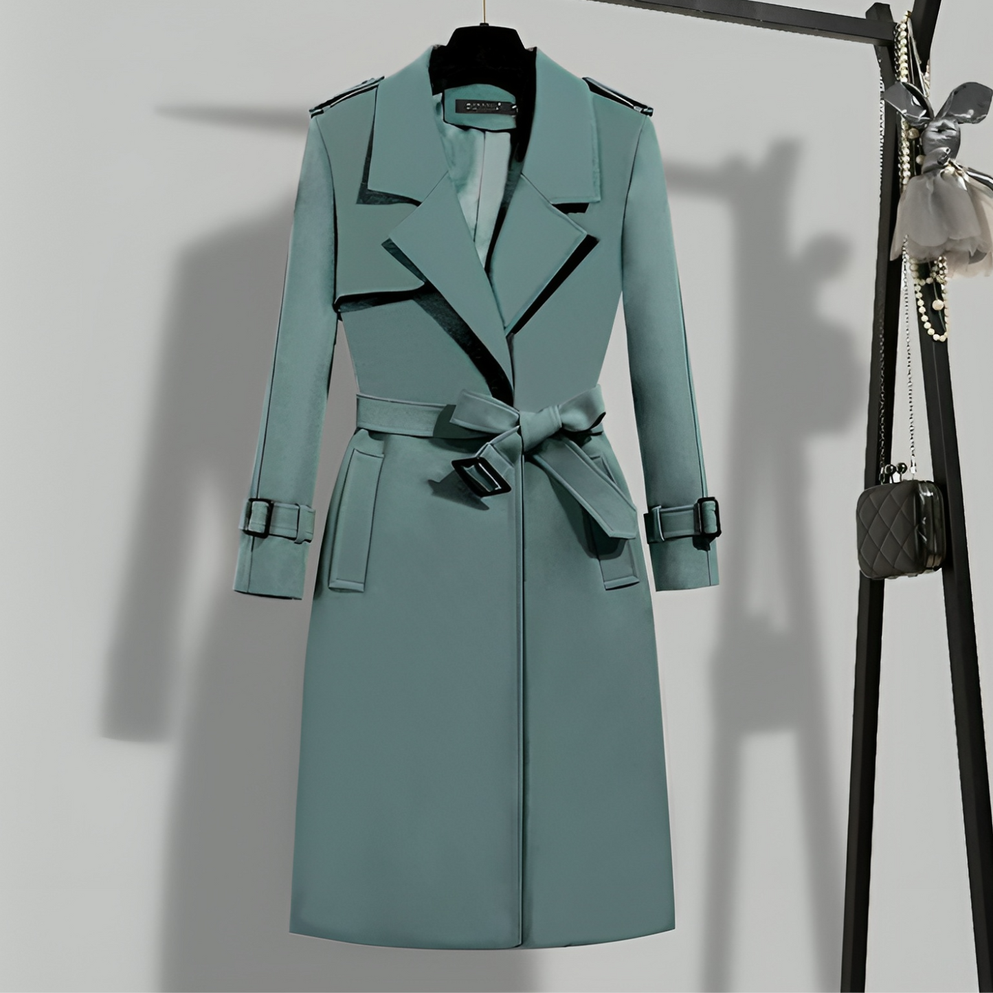 Stilvoller Damen Trenchcoat Elegant Schwarz