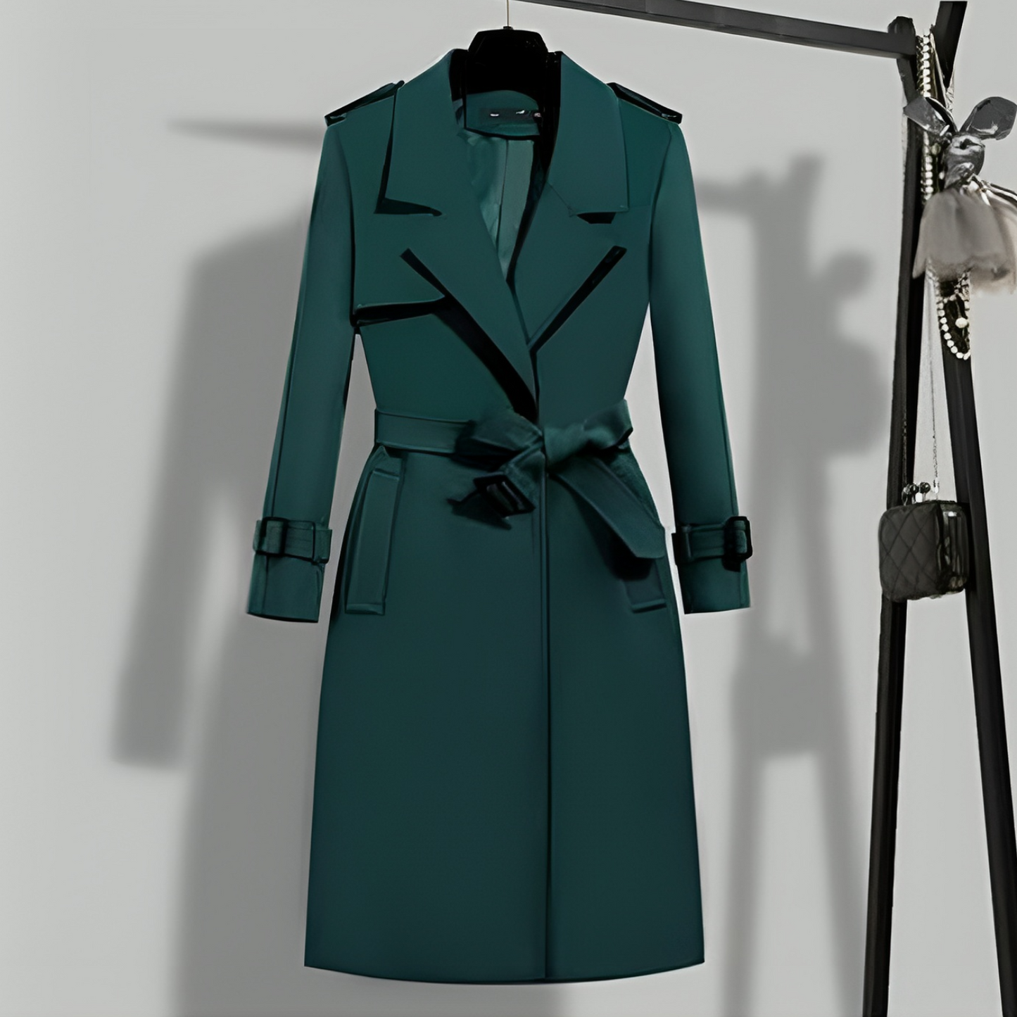 Stilvoller Damen Trenchcoat Elegant Schwarz