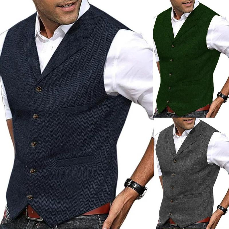 Maßgeschneiderte Herren Tweed Weste Elegante Optik - IdealeKleiden