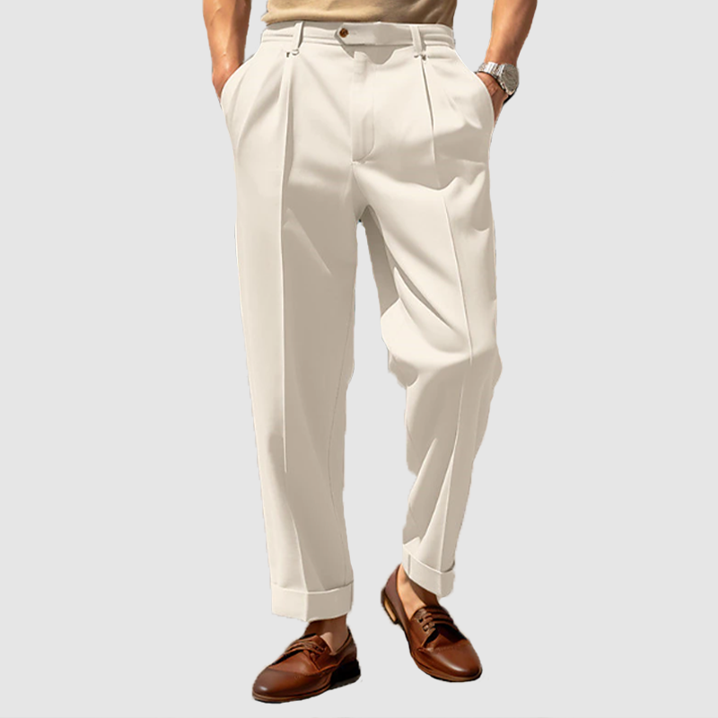 Herren Anzughose Gerade Bein Plissee Business Chic