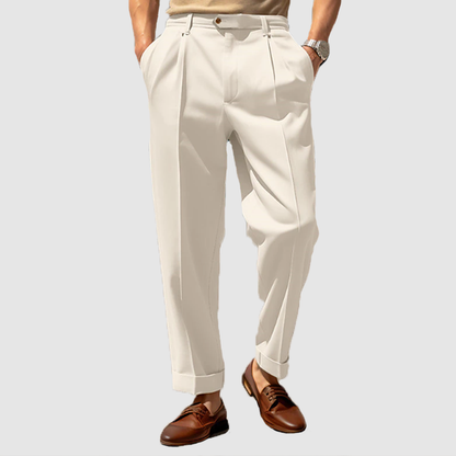 Herren Anzughose Gerade Bein Plissee Business Chic