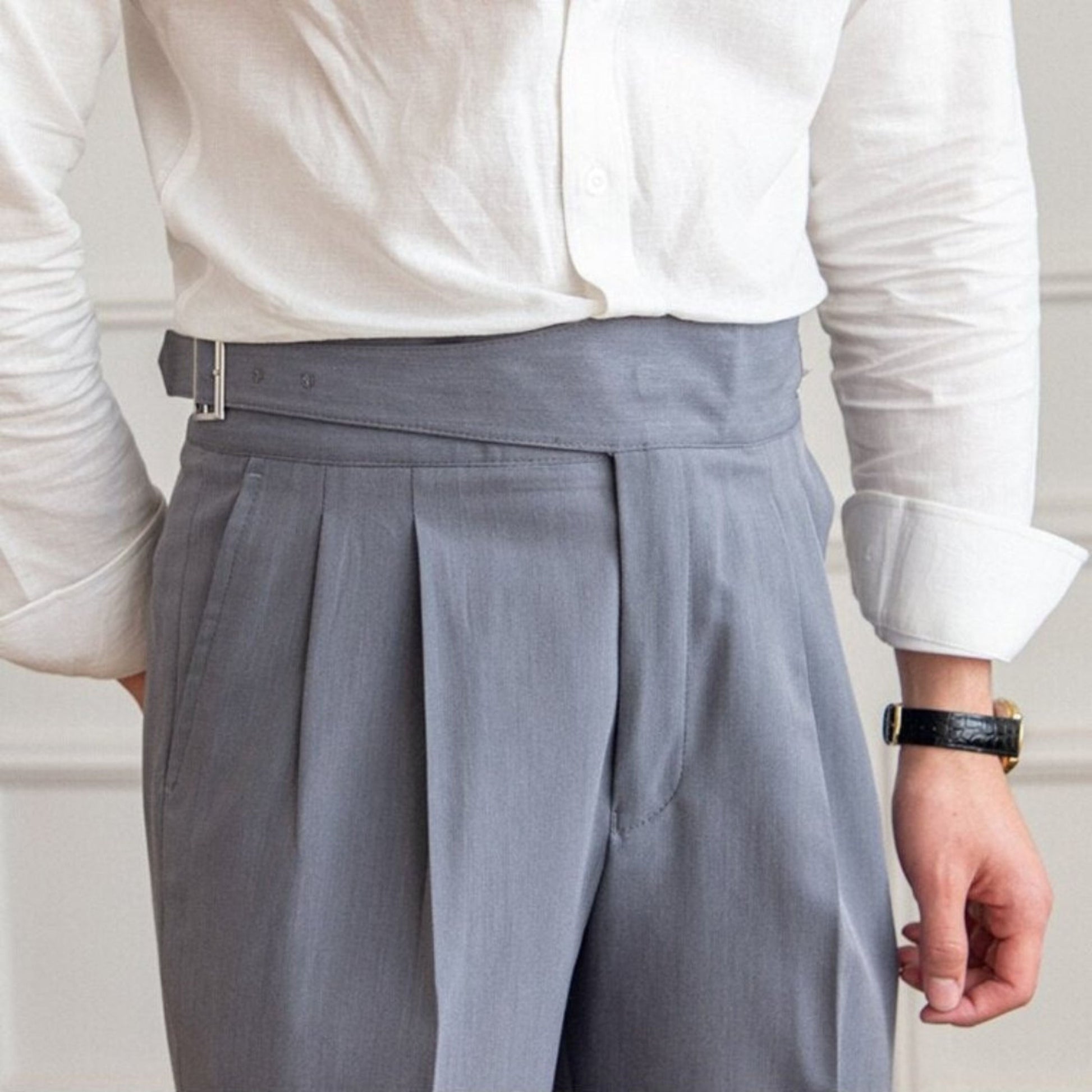 Herren Anzughose Hohe Taille Elegant - IdealeKleiden