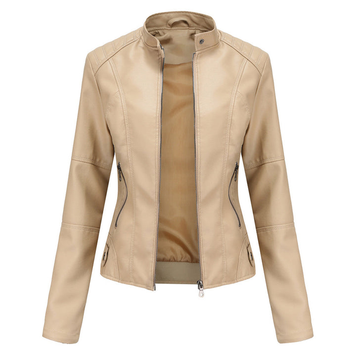 Damen Lederjacke Biker Stil Reißverschluss
