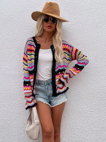 Damenschal Cardigan Leicht Gestrickt Atmungsaktiv