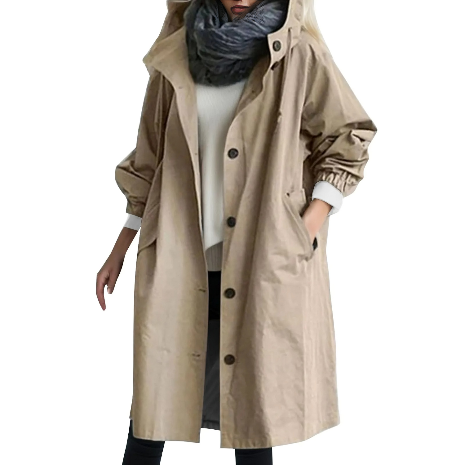 Wasserdichtes Damen-Trenchcoat Mit Kapuze - IdealeKleiden
