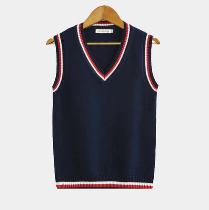 Herren Pullover Ärmellos V-Ausschnitt Modern Strick