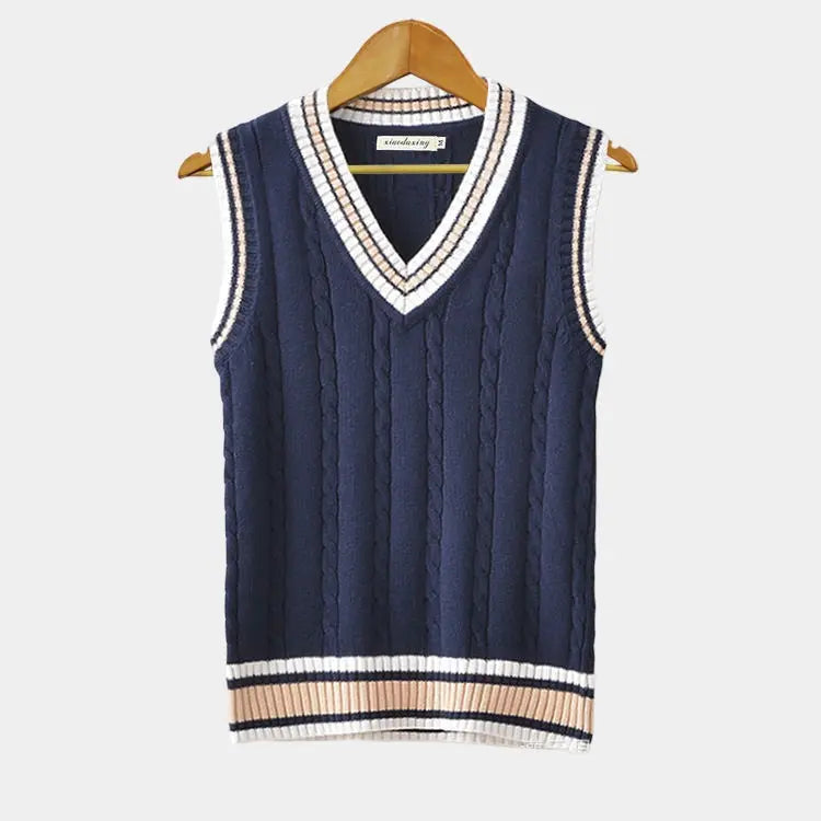 Herren Pullover Ärmellos V-Ausschnitt Modern Strick