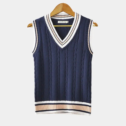 Herren Pullover Ärmellos V-Ausschnitt Modern Strick