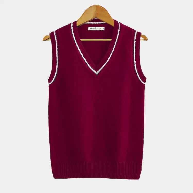 Herren Pullover Ärmellos V-Ausschnitt Modern Strick