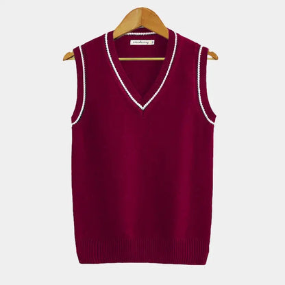 Herren Pullover Ärmellos V-Ausschnitt Modern Strick