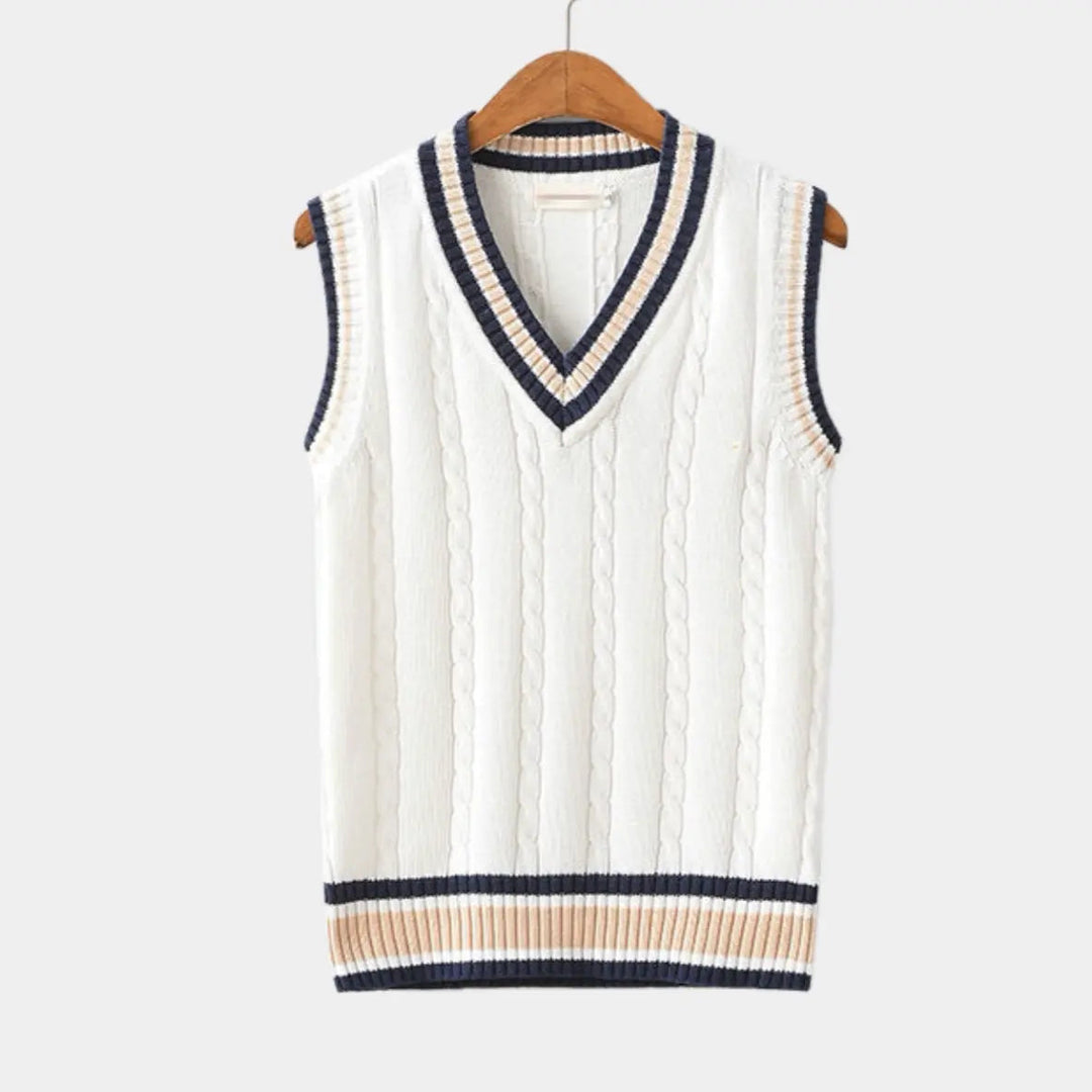 Herren Pullover Ärmellos V-Ausschnitt Modern Strick