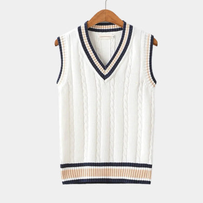 Herren Pullover Ärmellos V-Ausschnitt Modern Strick