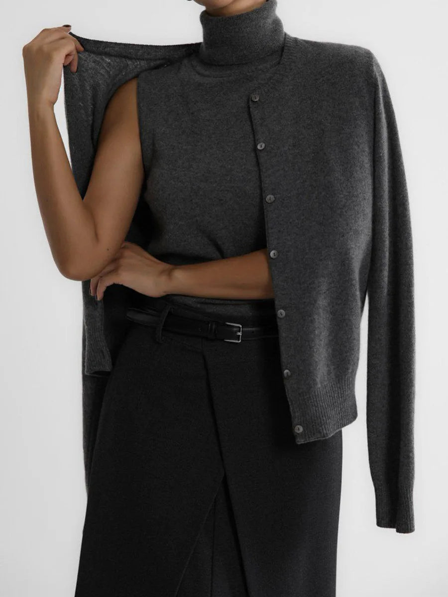 Damen Strickset Cardigan und Pullover Warm