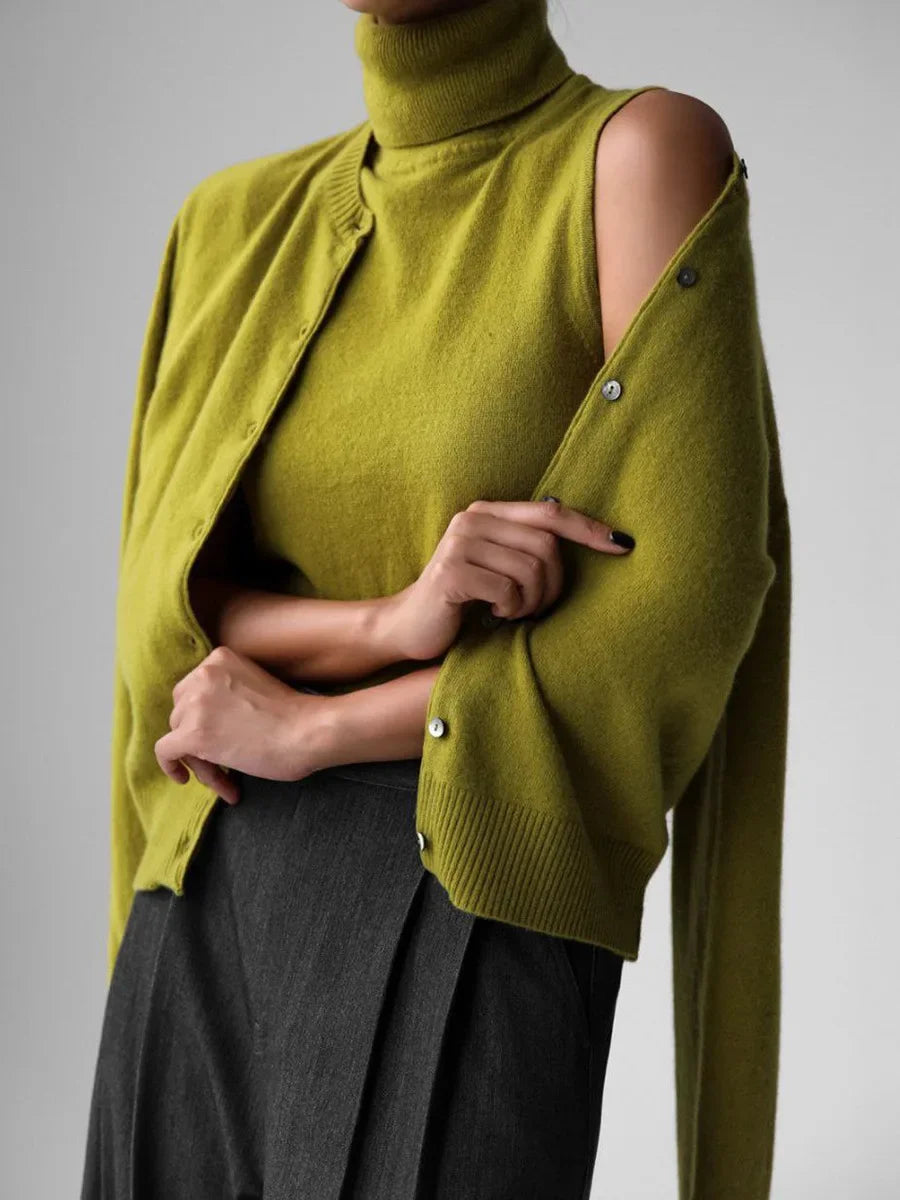 Damen Strickset Cardigan und Pullover Warm