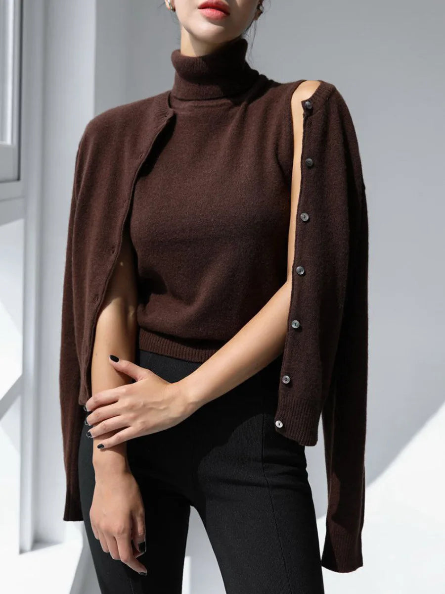 Damen Strickset Cardigan und Pullover Warm