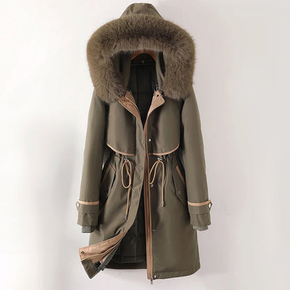 Damen Winterjacke Warm Gesteppt Kapuze