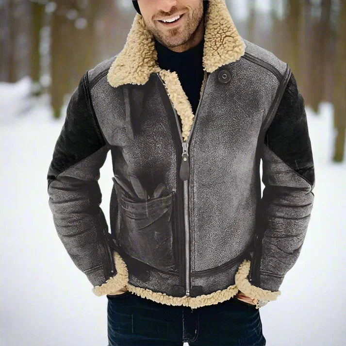 Aviator Jacke Leder Shearling Kragen