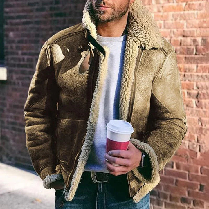 Aviator Jacke Leder Shearling Kragen