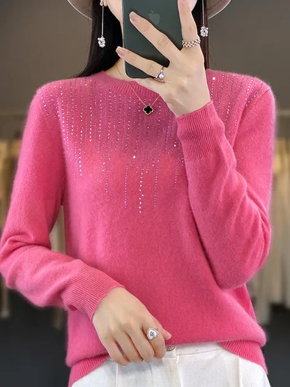 Glitzer Pullover Damen Warm Modisch