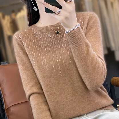 Glitzer Pullover Damen Warm Modisch